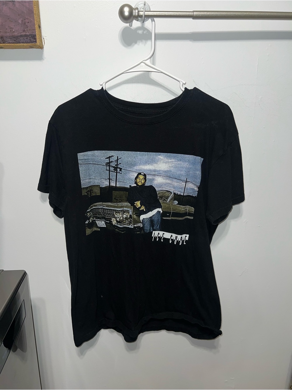 Black Graphic Tee with Vintage Car Print